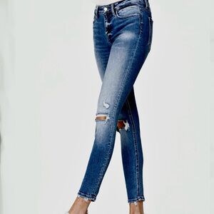 Flying Monkey Classic Blue Distressed Low to Mid-Rise Jeans - Size 26